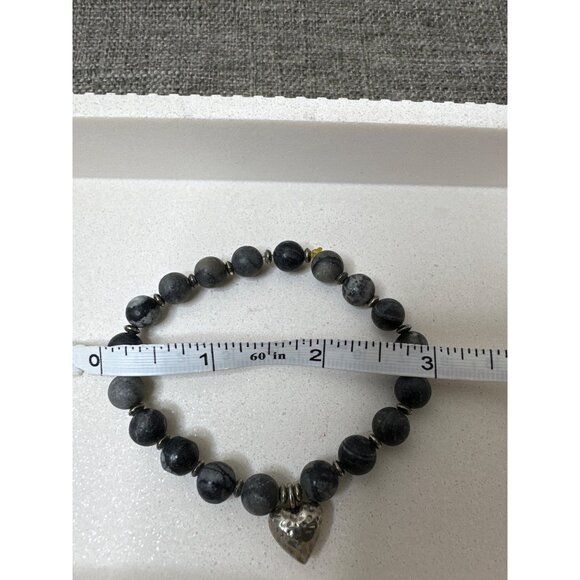 Set Of 2 Stretch Bracelets With Pearl Like & Black Beads Womens Fashion - Picture 2 of 3